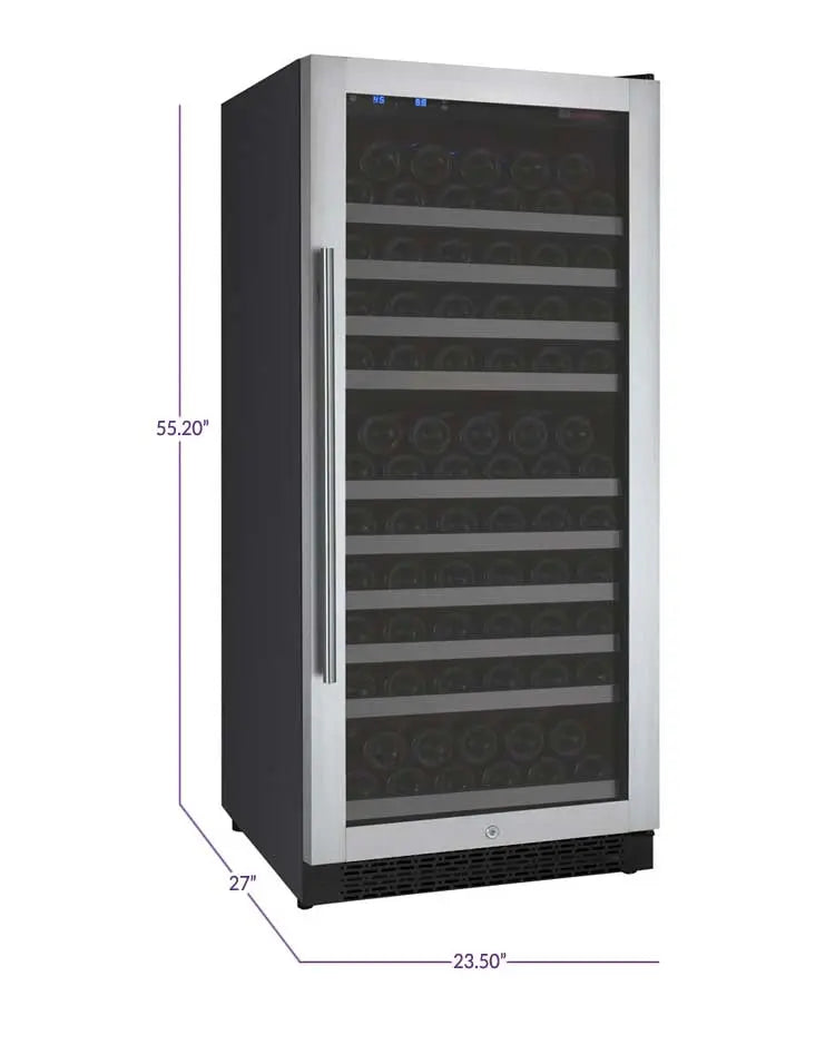 Allavino 24" Wide FlexCount II Tru-Vino 128 Bottle Single Zone Stainless Steel Right Hinge Wine Refrigerator