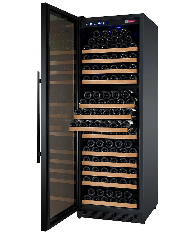 Allavino 24" Wide FlexCount II Tru-Vino 177 Bottle Single Zone Black Left Hinge Wine Refrigerator