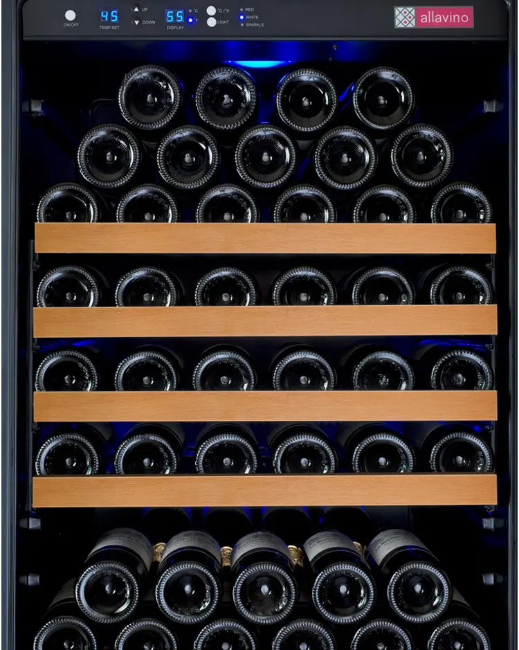 Allavino 24" Wide FlexCount II Tru-Vino 177 Bottle Single Zone Black Left Hinge Wine Refrigerator