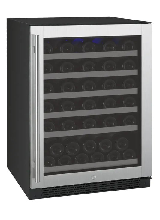 Allavino 24" Wide FlexCount II Tru-Vino 56 Bottle Single Zone Stainless Steel Right Hinge Wine Refrigerator