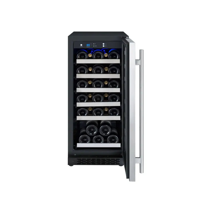 Allavino 15" Wide FlexCount II Tru-Vino 30 Bottle Dual Zone Black Wine Refrigerator