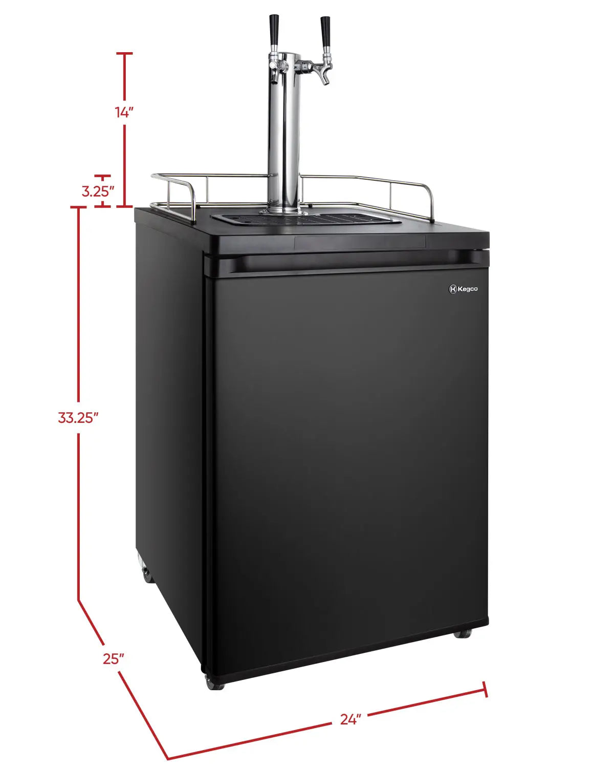 24" Wide Dual Tap Black Kegerator