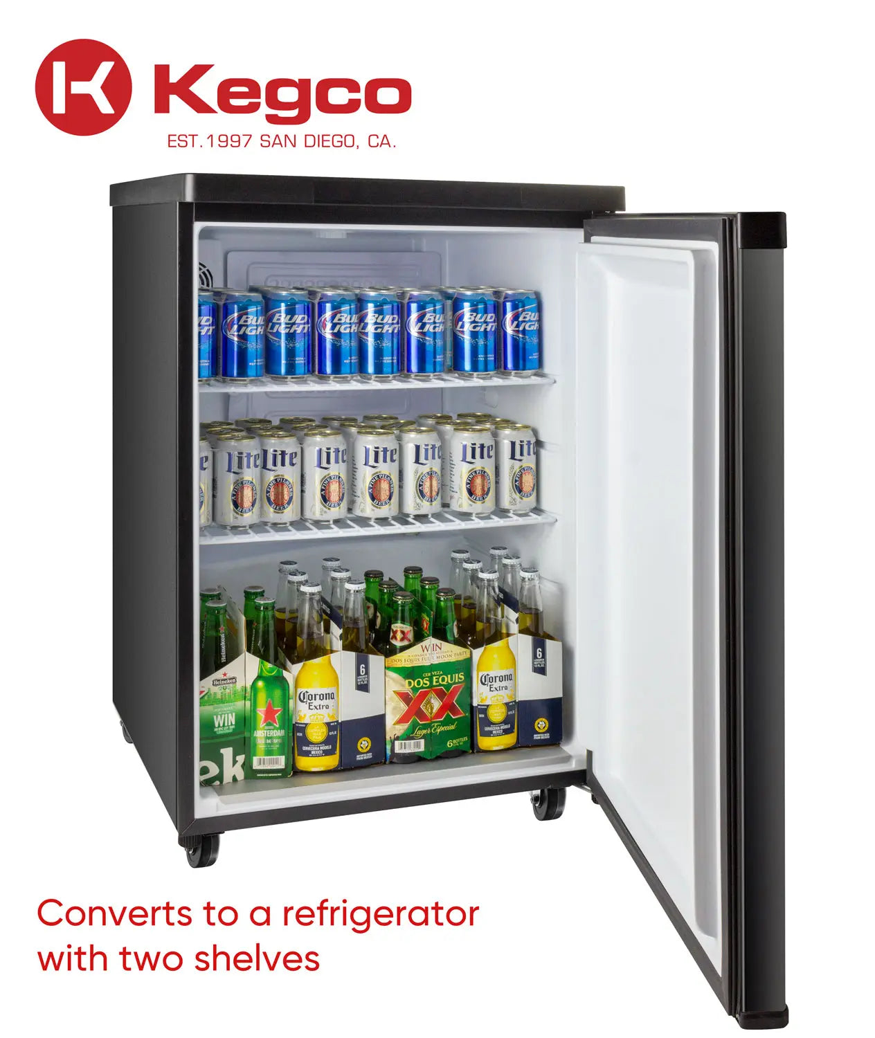 Kegco 24" Wide Kombucha Dual Tap Black Kegerator