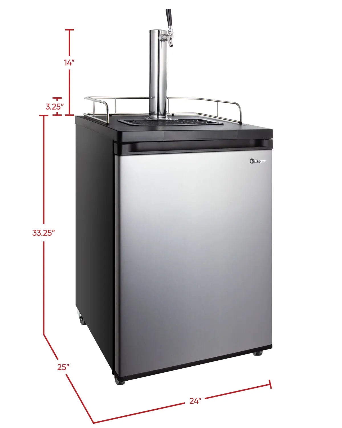 24" Wide Single Tap Stainless Steel Kegerator