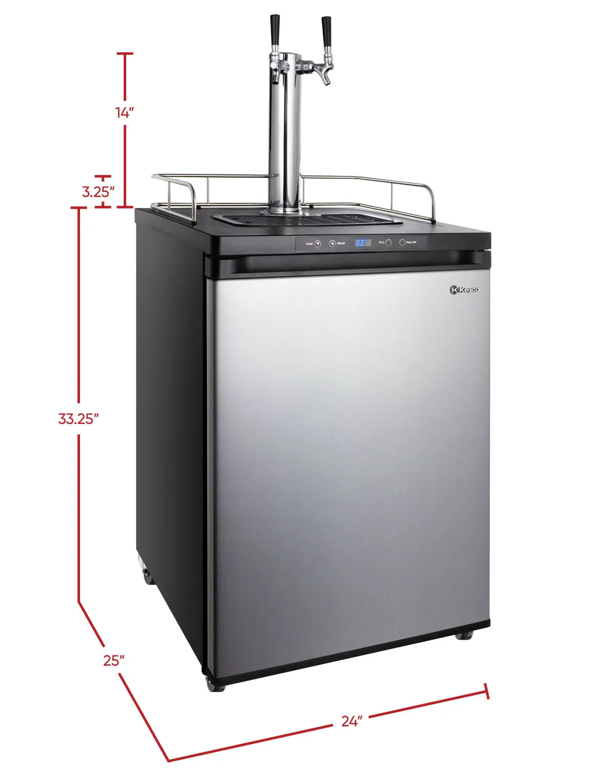 24" Wide Kombucha Dual Tap Stainless Steel Kegerator