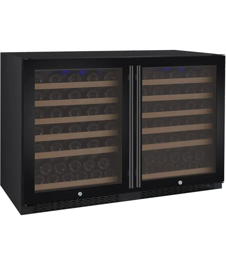 Allavino FlexCount Series 112 Bottle Built-in Dual Zone Side-by-Side Wine Refrigerators with Black Doors