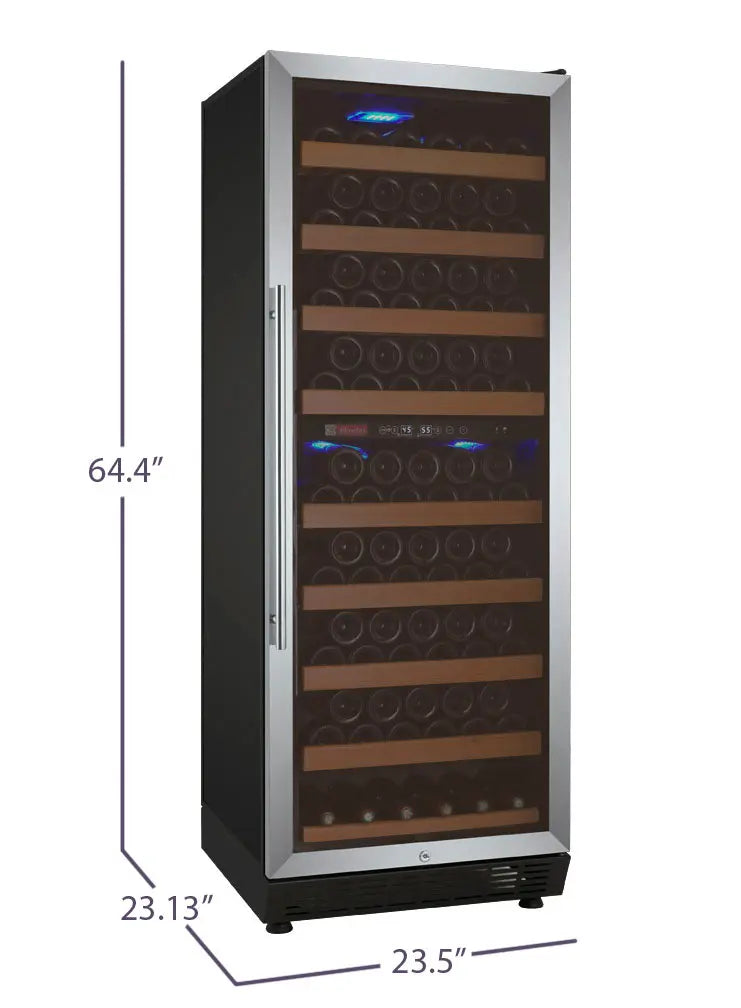 Allavino Vite Series 99 Bottle Dual Zone Freestanding Wine Cooler Refrigerator with Stainless Steel Door - Right Hinge