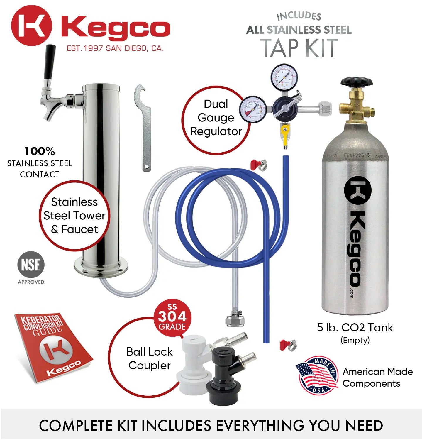 Kegco 20" Wide Kombucha Single Tap Black Kegerator