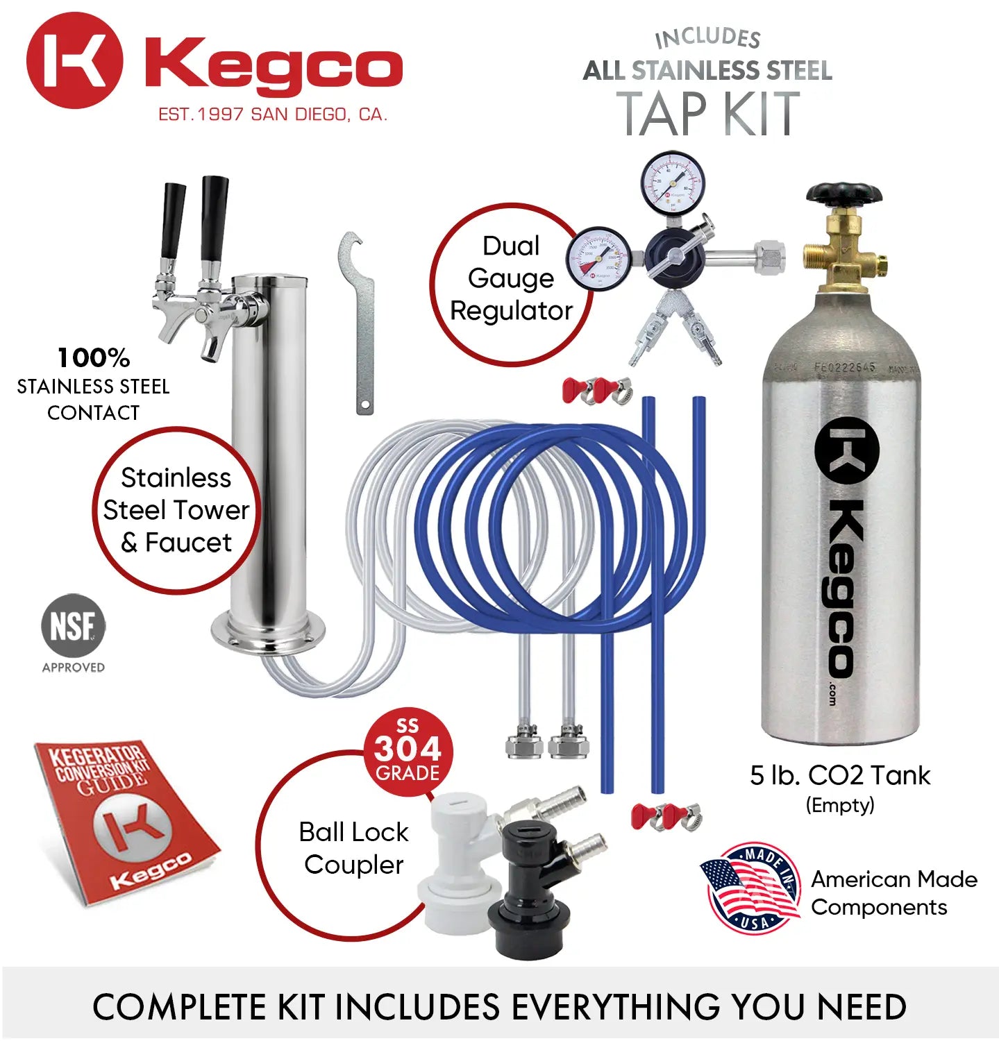 Kegco 20" Wide Kombucha Dual Tap Black Kegerator