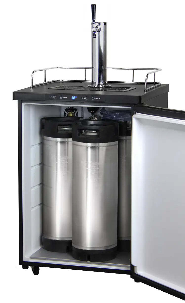 24" Wide Homebrew Single Tap Black Stainless Steel Digital Kegerator