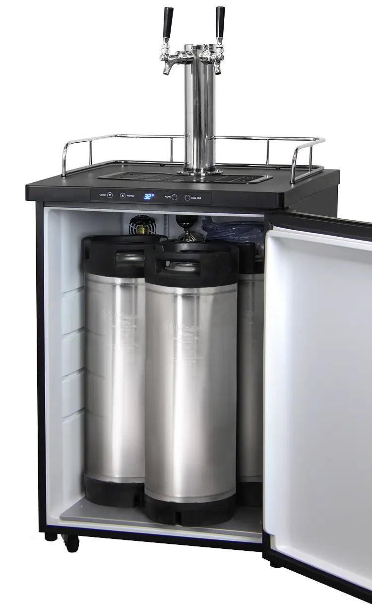 Kegco 24" Wide Homebrew Dual Tap Black Stainless Steel Digital Kegerator