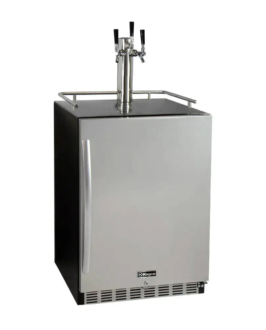 Kegco 24" Wide Triple Tap Stainless Steel Built-In Right Hinge Kegerator with Kit