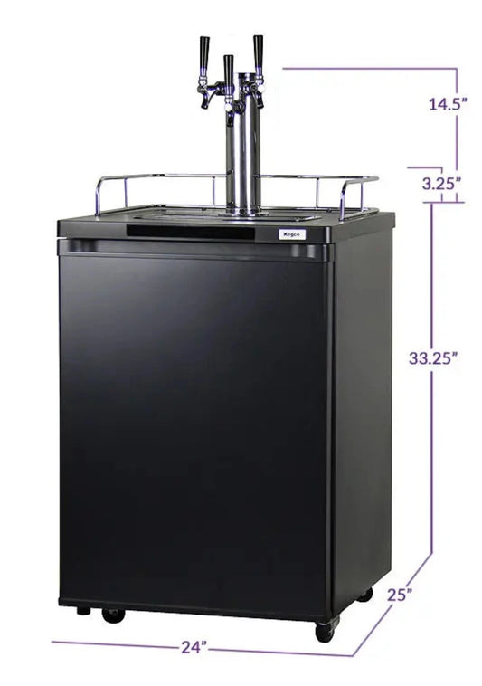 24" Wide Homebrew Triple Tap Black Kegerator