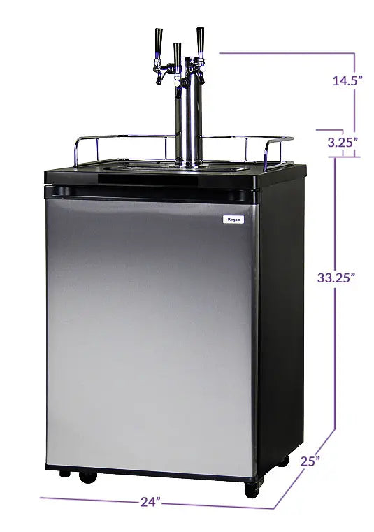 24" Wide Triple Tap Stainless Steel Kegerator