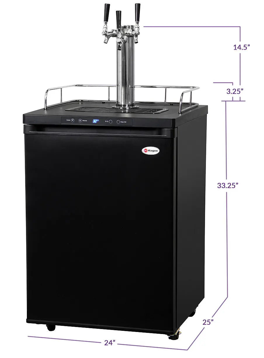 Kegco 24" Wide Homebrew Triple Tap Black Digital Kegerator