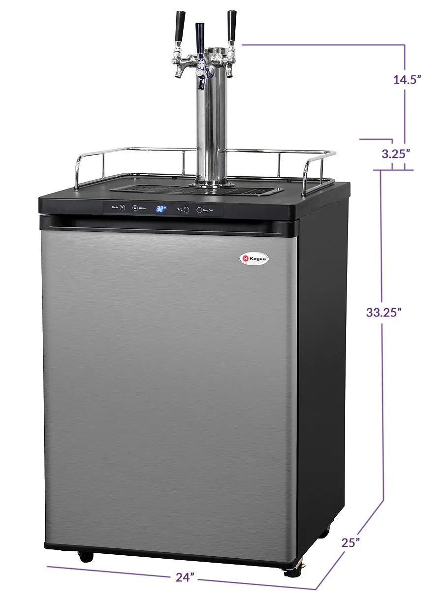 24" Wide Triple Tap Stainless Steel Digital Kegerator