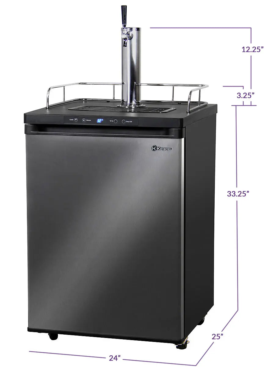 Kegco 24" Wide Kombucha Single Tap Black Stainless Steel Kegerator