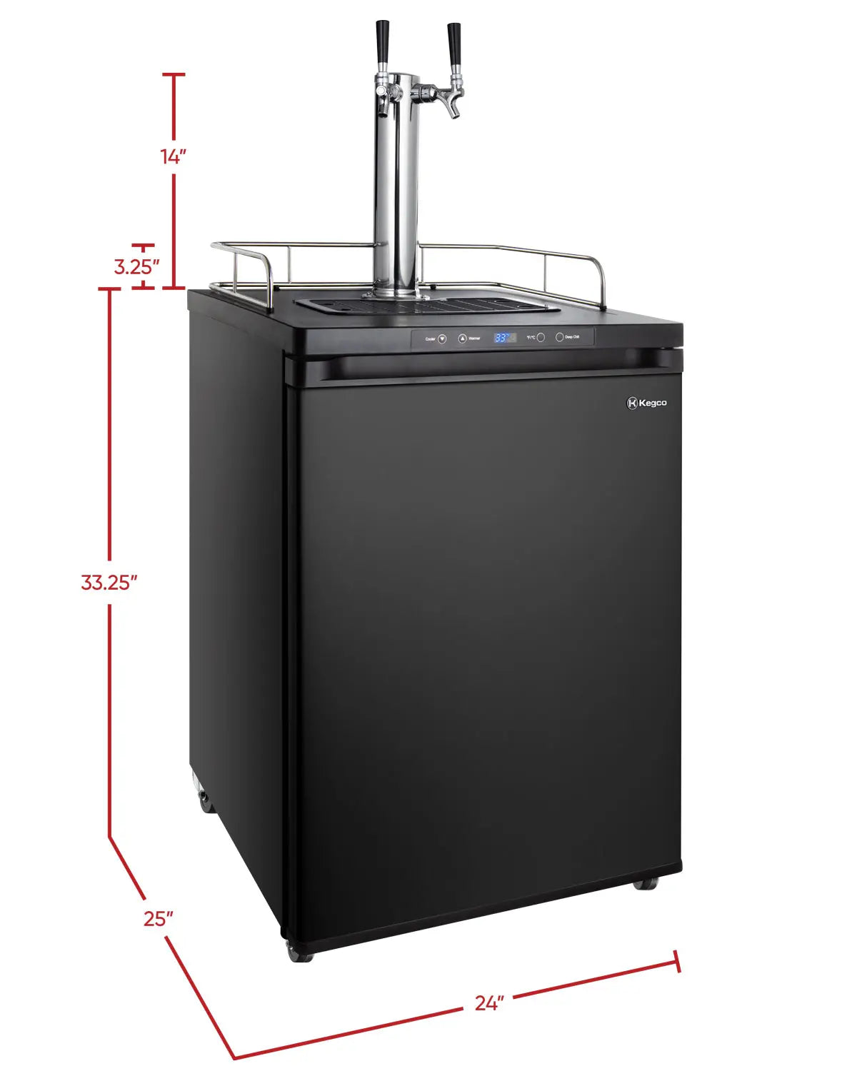 24" Wide Dual Tap Black Digital Kegerator