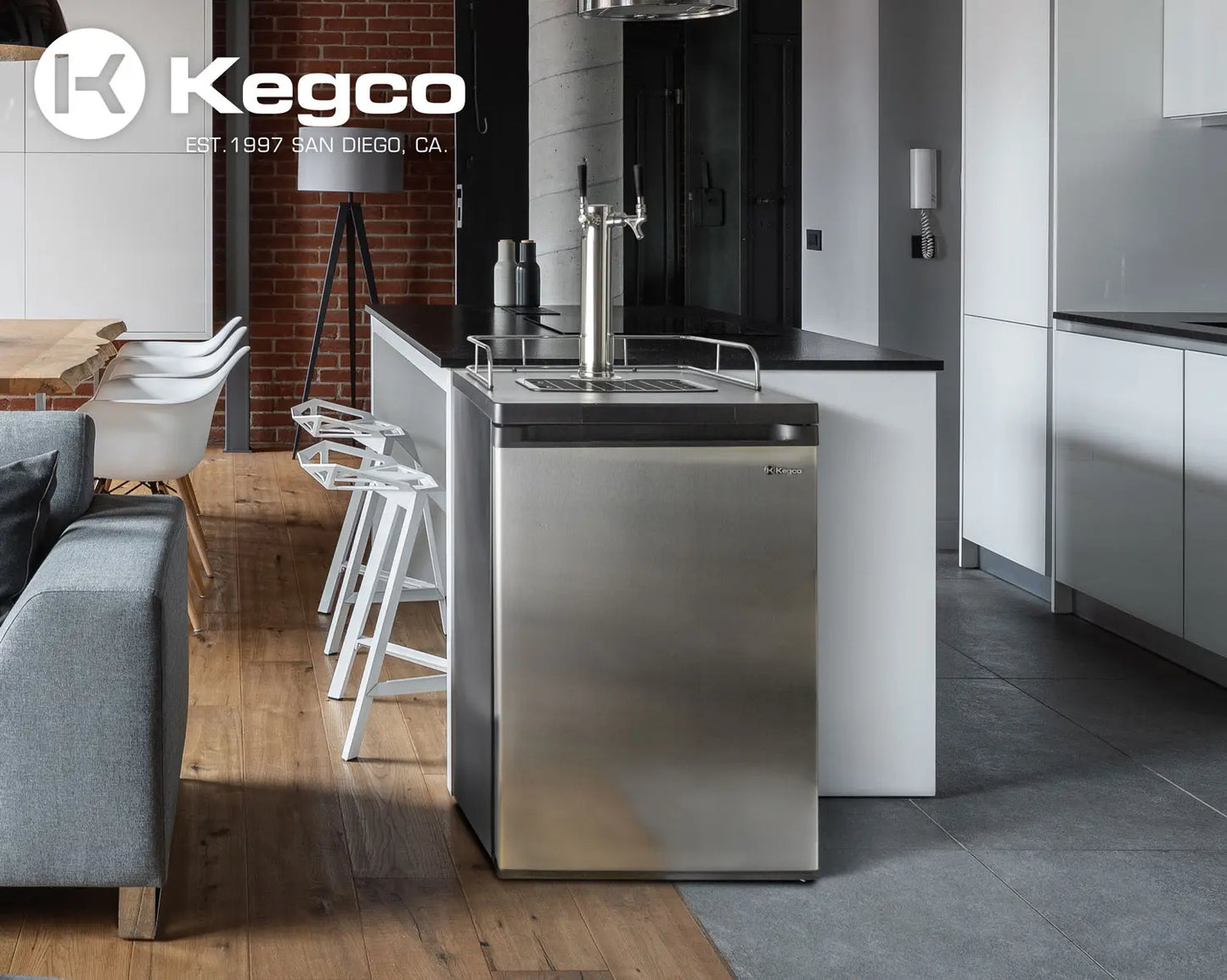 Kegco 24" Wide Kombucha Dual Tap Black Kegerator