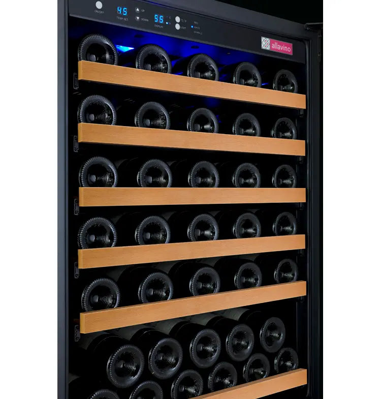 Allavino FlexCount Series 112 Bottle Built-in Dual Zone Side-by-Side Wine Refrigerators with Black Doors