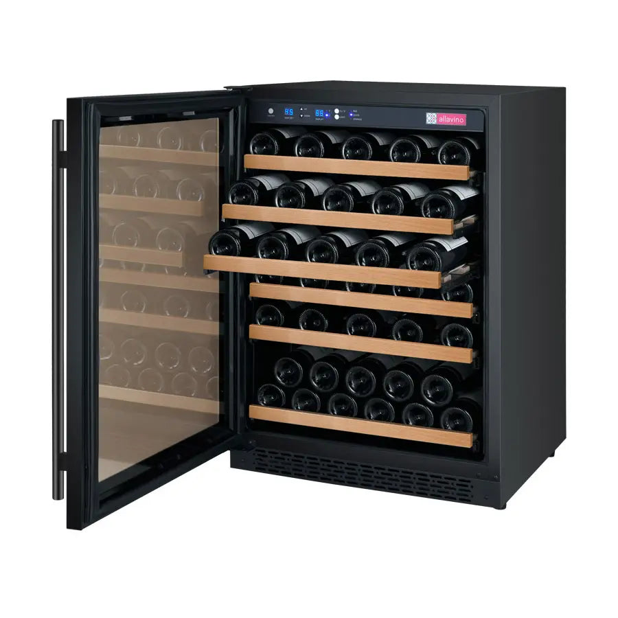 Allavino 24" Wide FlexCount II Tru-Vino 56 Bottle Single Zone Black Left Hinge Wine Refrigerator