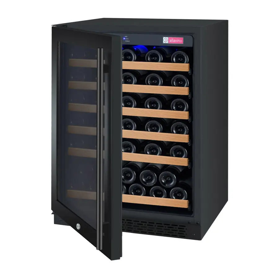 Allavino 24" Wide FlexCount II Tru-Vino 56 Bottle Single Zone Black Left Hinge Wine Refrigerator