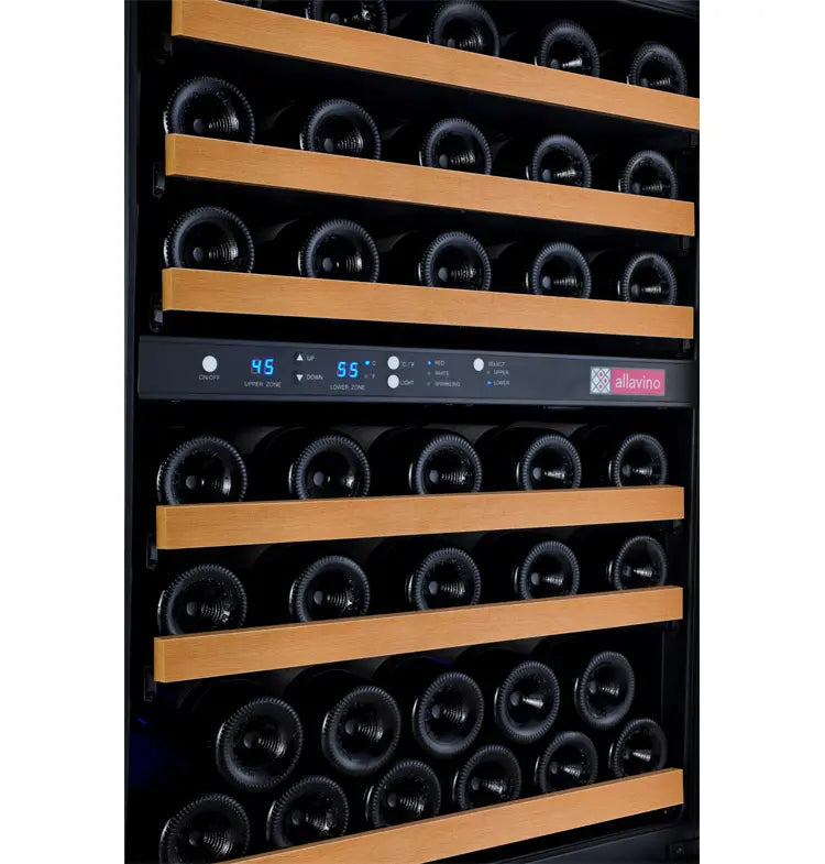 Allavino 24" Wide FlexCount II Tru-Vino 56 Bottle Dual Zone Black Left Hinge Wine Refrigerator