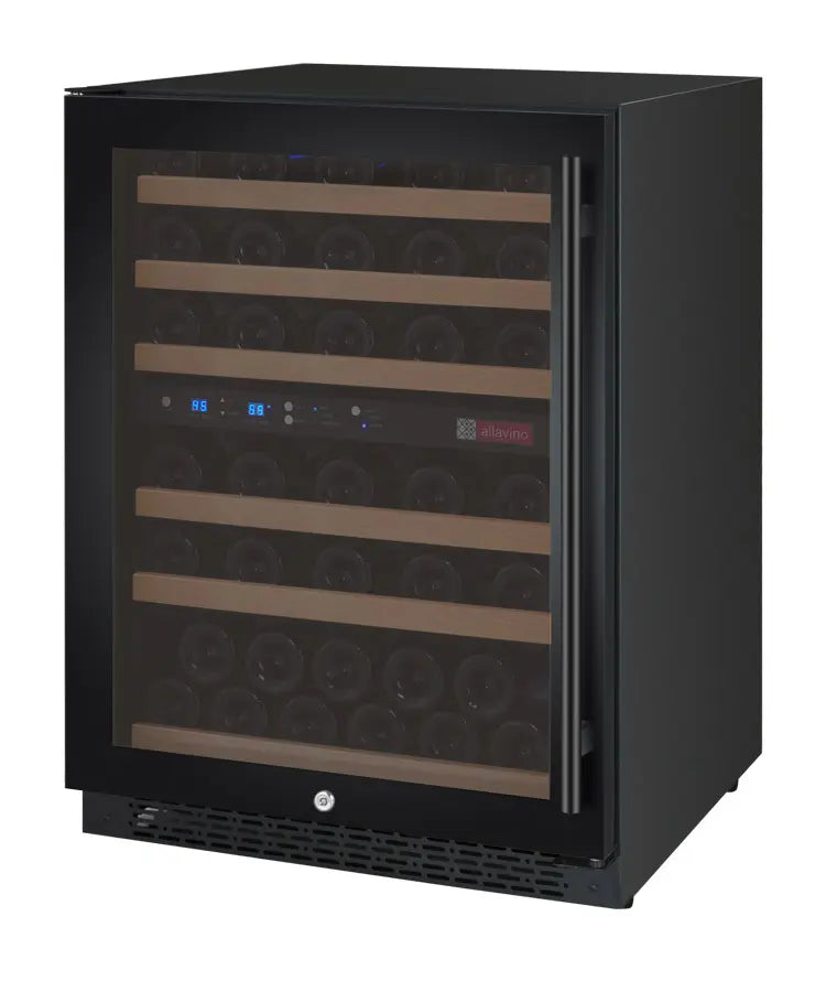 Allavino 24" Wide FlexCount II Tru-Vino 56 Bottle Dual Zone Black Left Hinge Wine Refrigerator