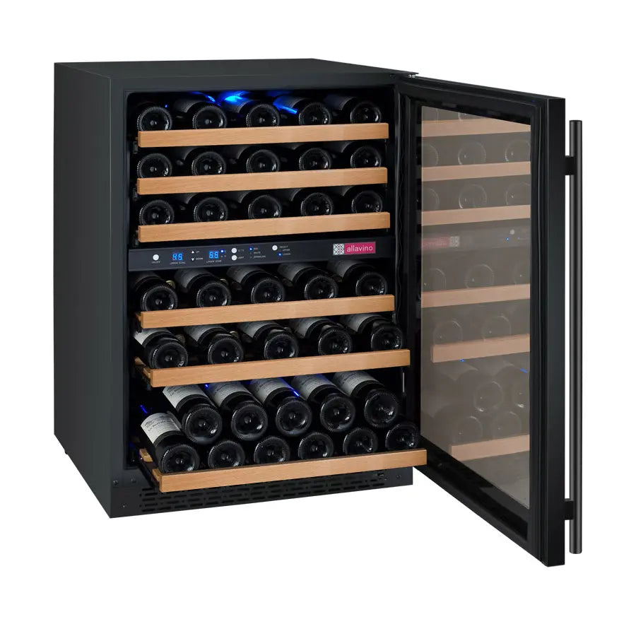 Allavino 24" Wide FlexCount II Tru-Vino 56 Bottle Dual Zone Black Right Hinge Wine Refrigerator