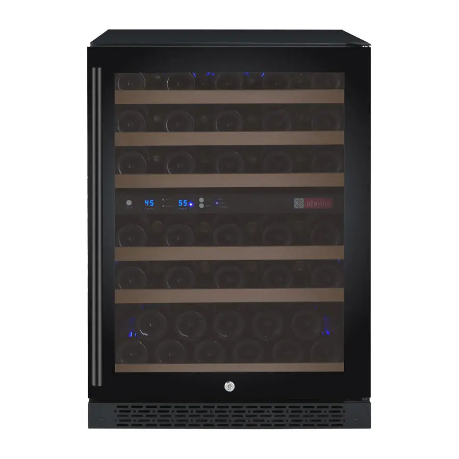 Allavino 24" Wide FlexCount II Tru-Vino 56 Bottle Dual Zone Black Right Hinge Wine Refrigerator