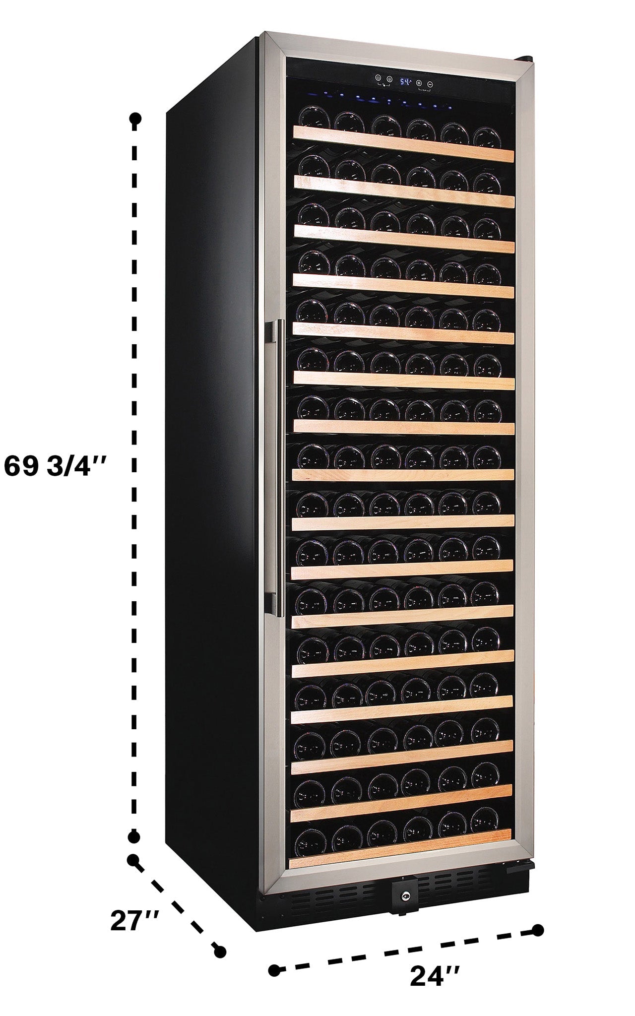 166 Bottle Single Zone Stainless Steel Wine Refrigerator