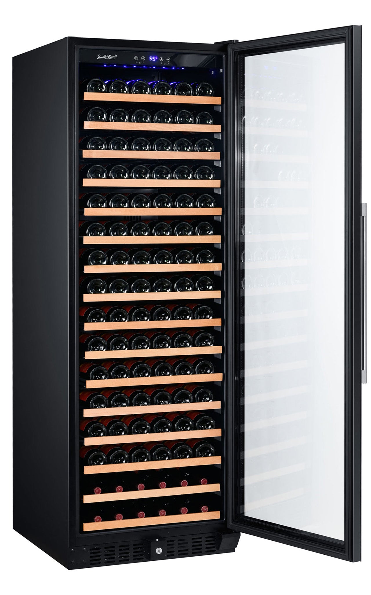 166 Bottle Single Zone Black Glass Wine Refrigerator