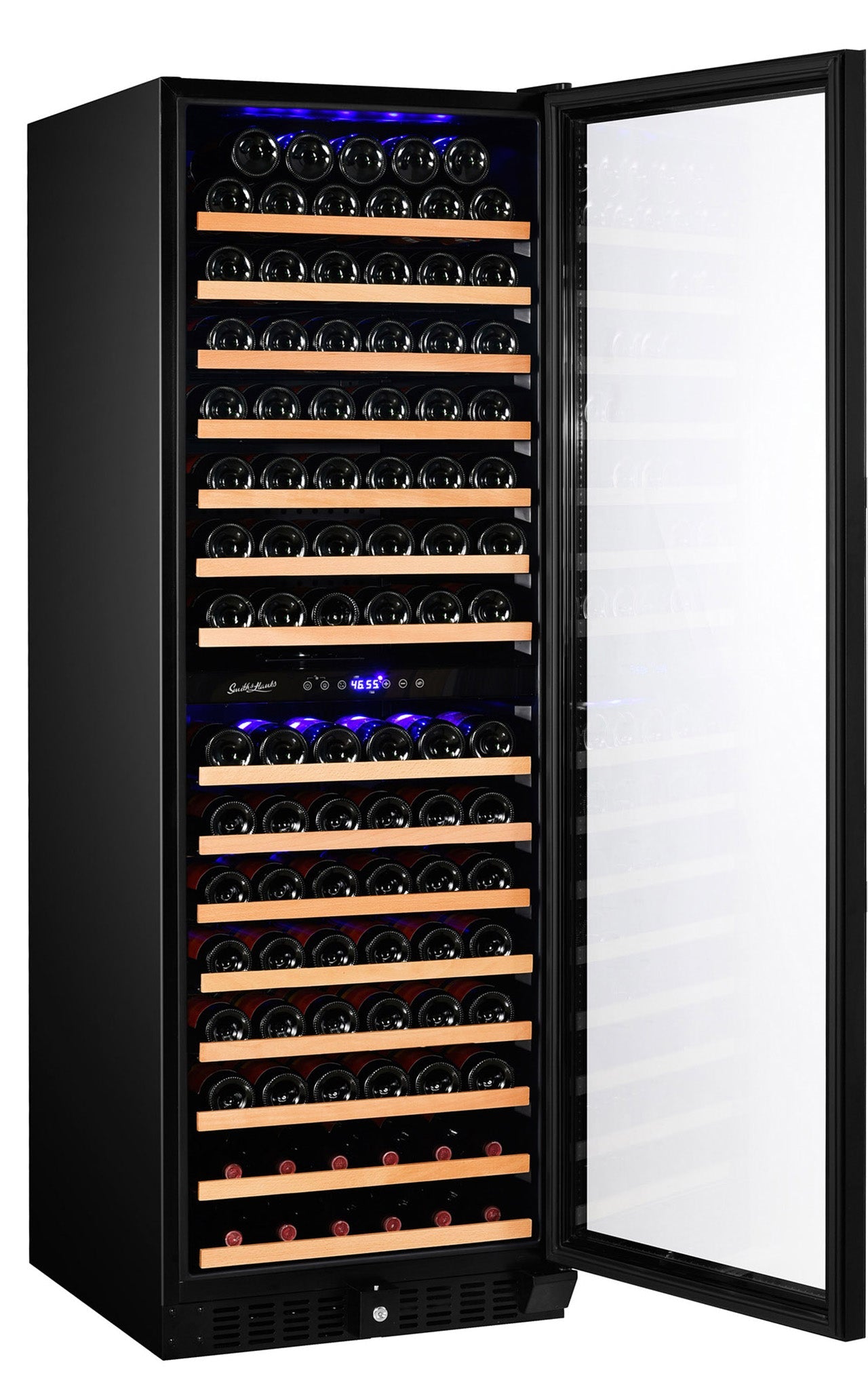 166 Bottle Dual Zone Black Glass Wine Refrigerator