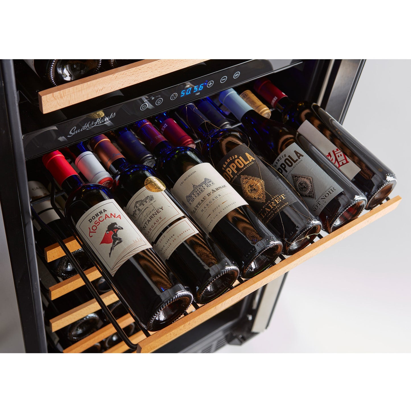 166 Bottle Dual Zone Black Glass Wine Refrigerator