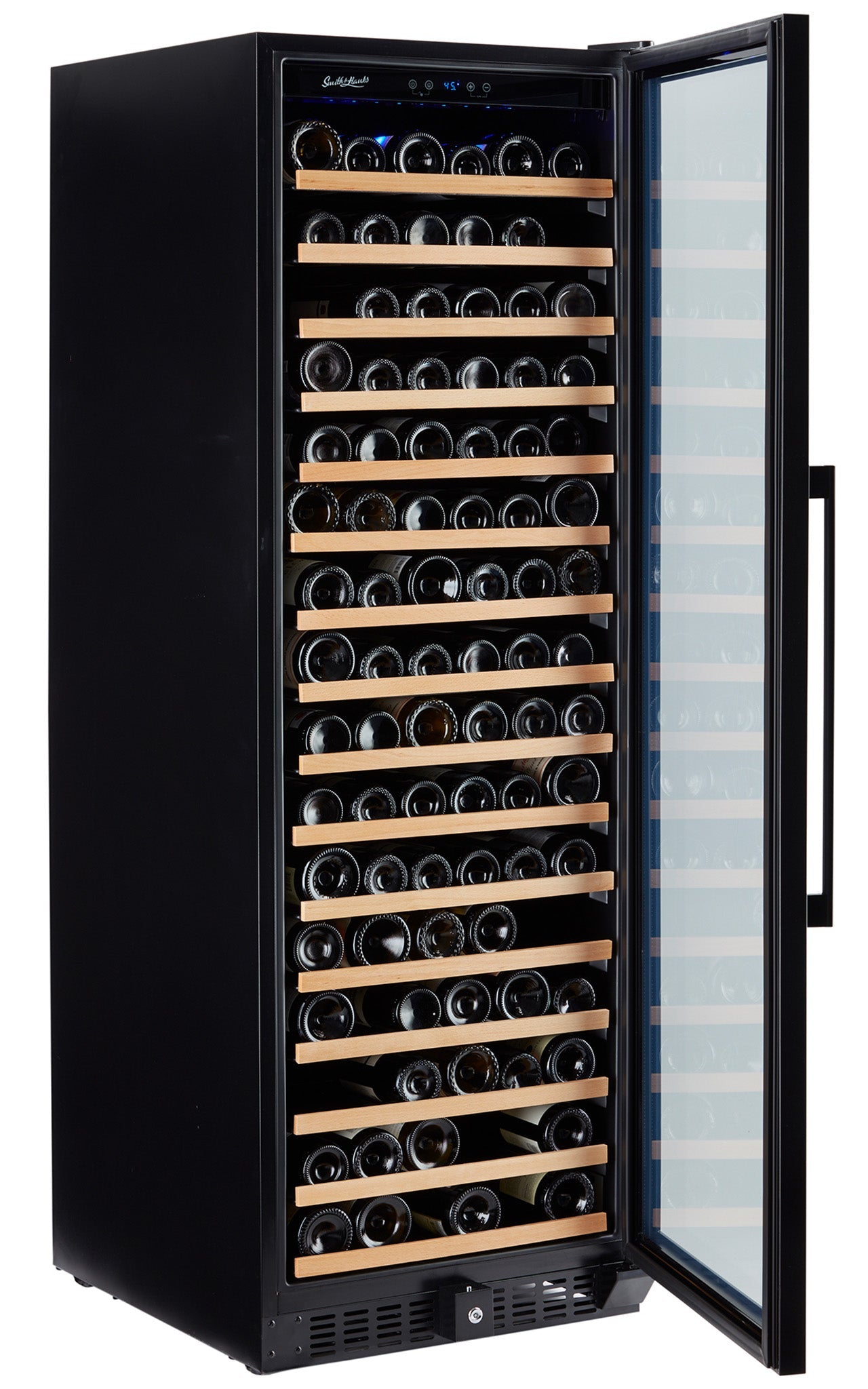 166 Bottle Black Stainless Wine Refrigerator, Single Zone