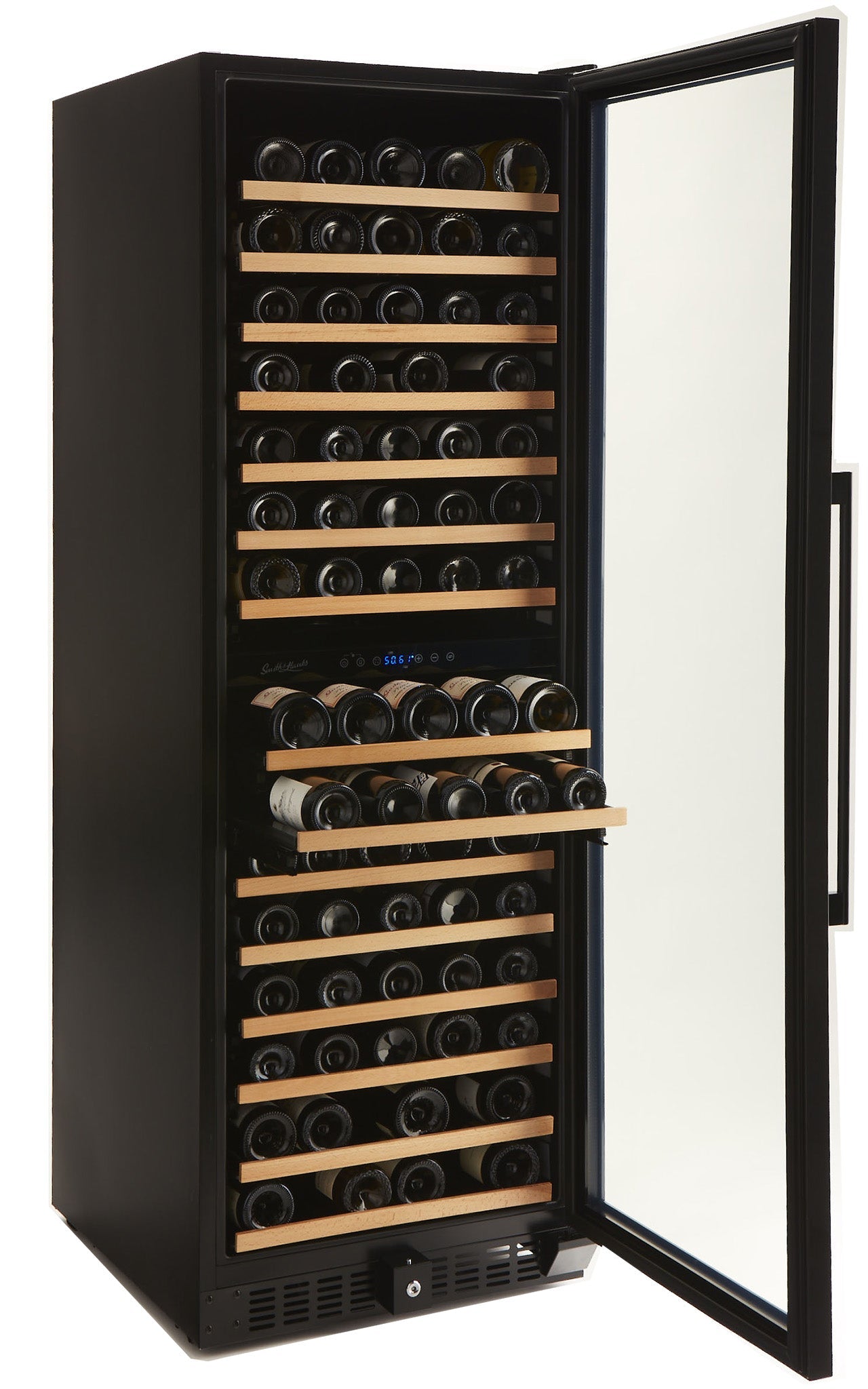 166 Bottle Black Stainless Wine Refrigerator, Dual Zone