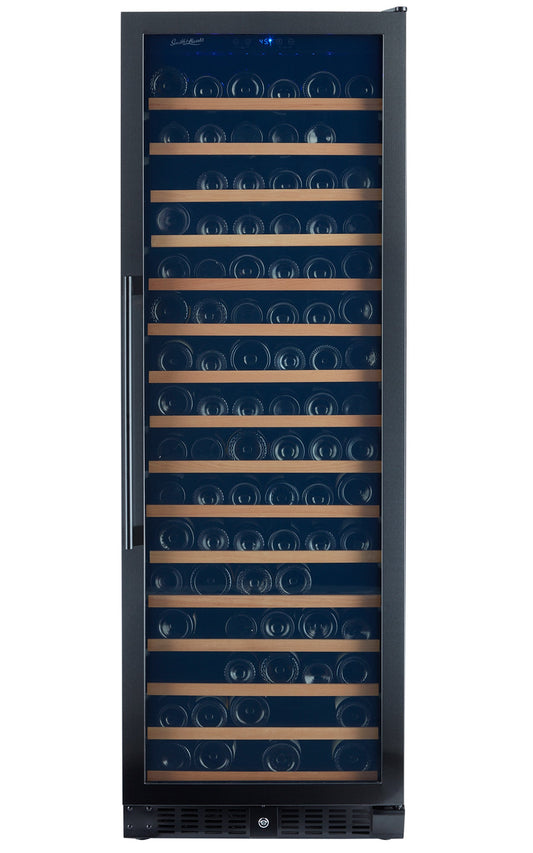 166 Bottle Black Stainless Wine Refrigerator, Single Zone